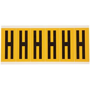 Individual Number and Letter Labels - H, Black on Yellow, 3", 6
