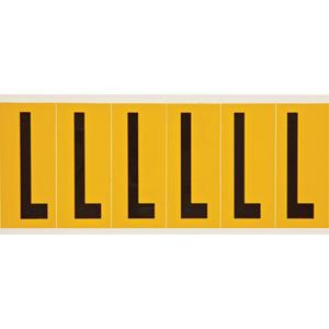 Individual Number and Letter Labels - L, Black on Yellow, 3", 6