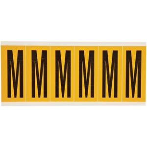Individual Number & Letter Labels - M, Black on Yellow, 3", 6