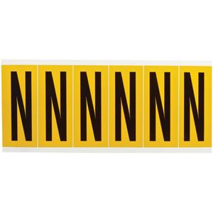 Individual Number & Letter Labels - N, Black on Yellow, 3", 6