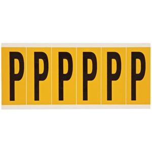 Individual Number & Letter Labels - P, Black on Yellow, 3", 6