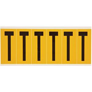 Individual Number & Letter Labels - T, Black on Yellow, 3", 6