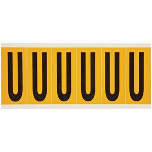 Individual Number & Letter Labels - U, Black on Yellow, 3", 6