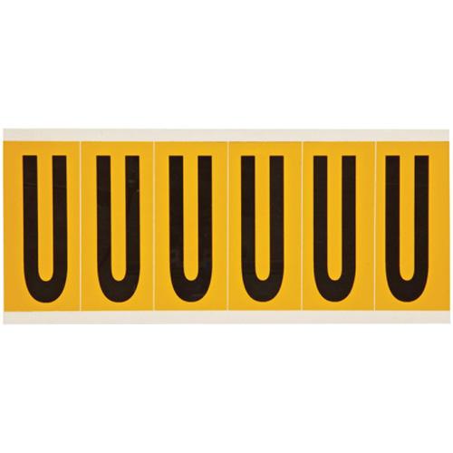 Individual Number & Letter Labels - U, Black on Yellow, 3", 6