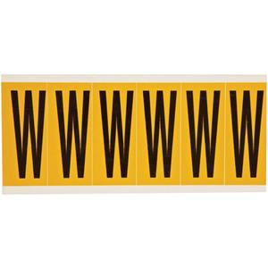 Individual Number & Letter Labels - W, Black on Yellow, 3", 6