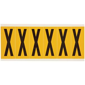 Individual Number & Letter Labels - X, Black on Yellow, 3", 6