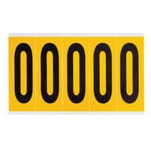 Individual Number and Letter Labels - 0, Black on Yellow, 4", 5