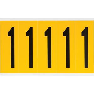 Individual Number and Letter Labels - 1, Black on Yellow, 4", 5