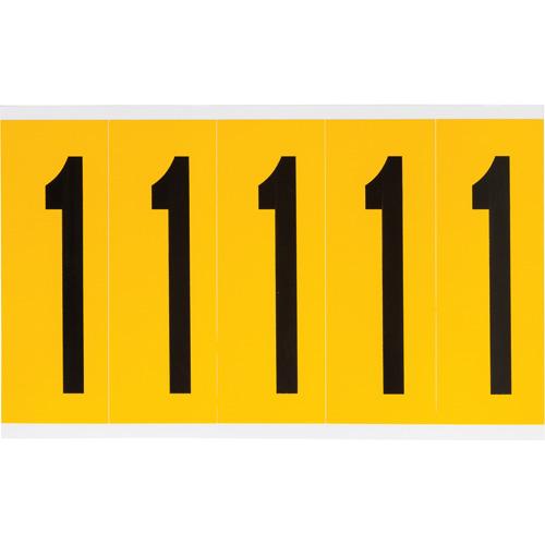Individual Number and Letter Labels - 1, Black on Yellow, 4", 5