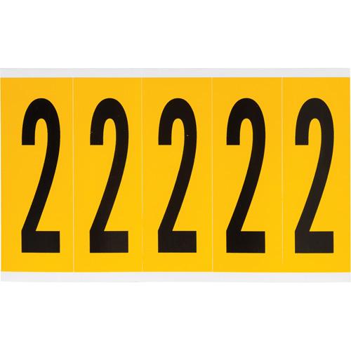 Individual Number and Letter Labels - 2, Black on Yellow, 4", 5