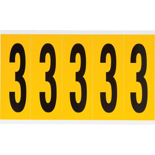 Individual Number and Letter Labels - 3, Black on Yellow, 4", 5