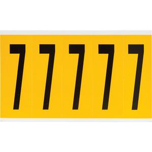 Individual Number and Letter Label - 7, Black on Yellow, 4", 5