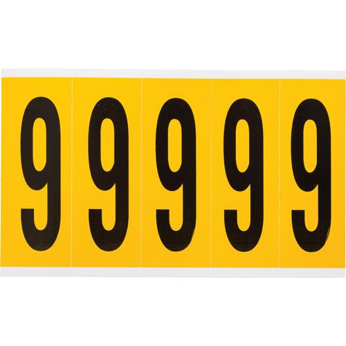 Individual Number and Letter Labels - 9, Black on Yellow, 4", 5