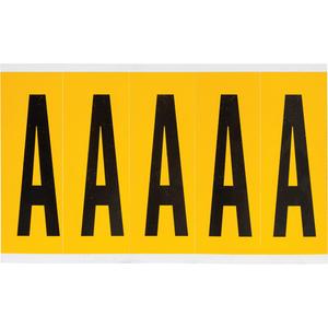 Individual Number and Letter Labels - A, Black on Yellow, 4", 5