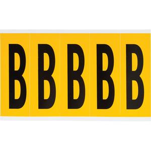 Individual Number and Letter Labels - B, Black on Yellow, 4", 5