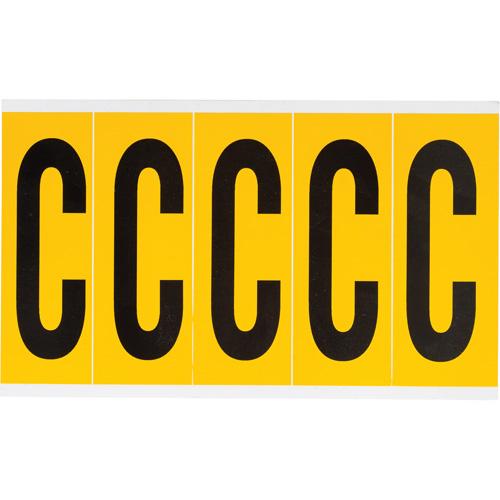 Individual Number and Letter Labels - C, Black on Yellow, 4", 5
