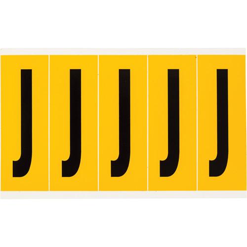 Individual Number and Letter Labels - J, Black on Yellow, 4", 5