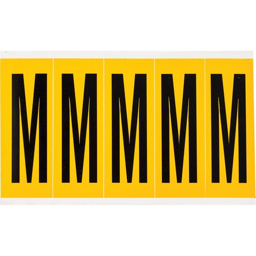 Individual Number & Letter Labels - M, Black on Yellow, 4", 5