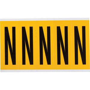 Individual Number & Letter Labels - N, Black on Yellow, 4", 5