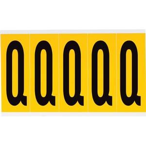 Individual Number & Letter Labels - Q, Black on Yellow, 4", 5
