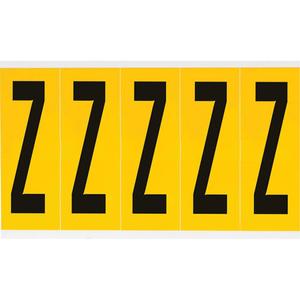 Individual Number & Letter Labels - Z, Black on Yellow, 4", 5