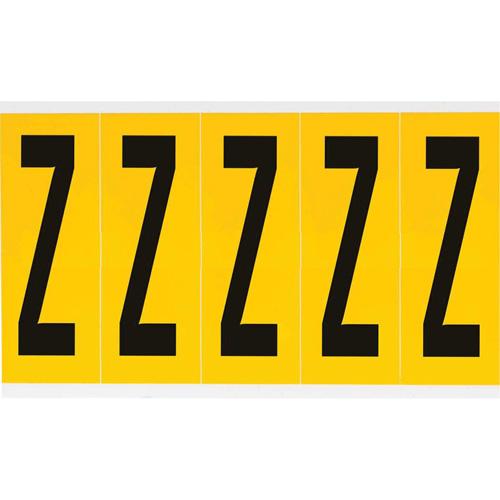 Individual Number & Letter Labels - Z, Black on Yellow, 4", 5