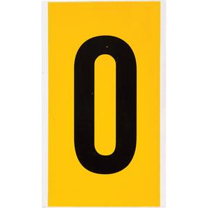 Individual Number and Letter Labels - 0, Black on Yellow, 6"