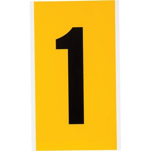 Individual Number and Letter Labels - 1, Black on Yellow, 6"