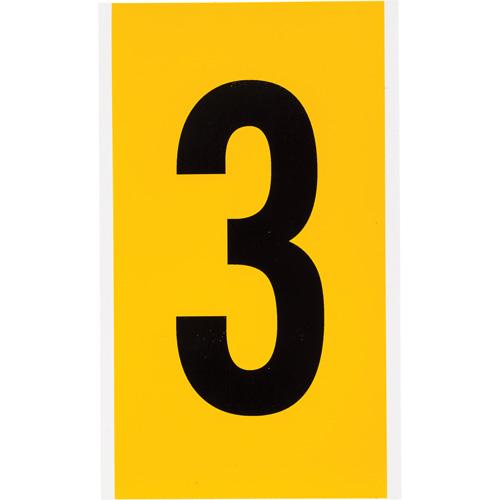 Individual Number and Letter Label - 3, Black on Yellow, 6"