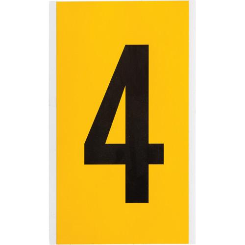Individual Number and Letter Label - 4, Black on Yellow, 6"