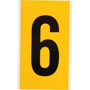 Individual Number and Letter Label - 6, Black on Yellow, 6"
