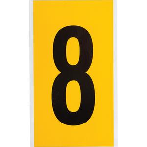 Individual Number and Letter Labels - 8, Black on Yellow, 6"