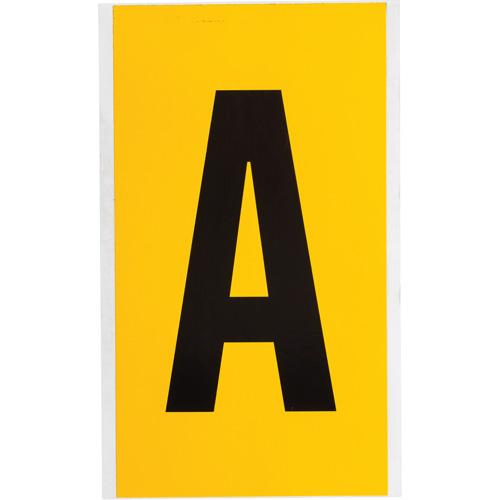 Individual Number and Letter Label - A, Black on Yellow, 6"