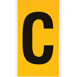 Individual Number and Letter Labels - C, Black on Yellow, 6"