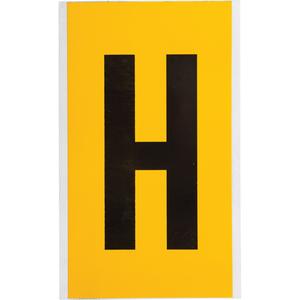 Individual Number and Letter Label - H, Black on Yellow, 6"