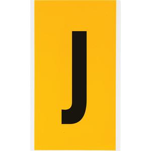 Individual Number and Letter Label - J, Black on Yellow, 6"