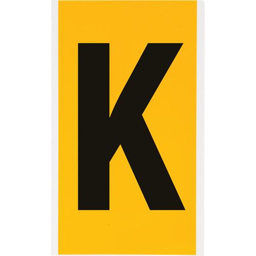Individual Number and Letter Label - K, Black on Yellow, 6"