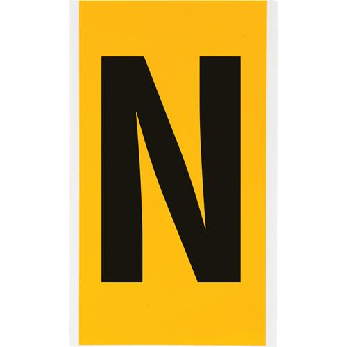 Individual Number & Letter Label - N, Black on Yellow, 6"