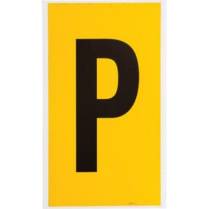 Individual Number & Letter Label - P, Black on Yellow, 6"