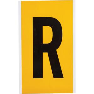 Individual Number & Letter Label - R, Black on Yellow, 6"