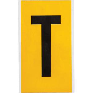 Individual Number & Letter Label - T, Black on Yellow, 6"