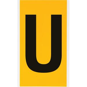 Individual Number & Letter Labels - U, Black on Yellow, 6"