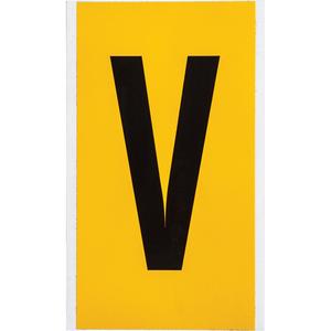 Individual Number & Letter Label - V, Black on Yellow, 6"
