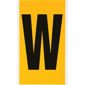 Individual Number & Letter Labels - W, Black on Yellow, 6"