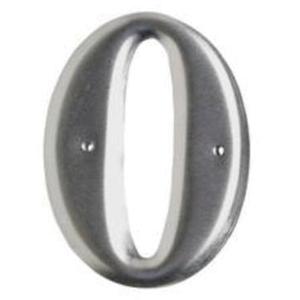 Aluminum Embossed Number and Letter Labels - 0, Silver, 3"