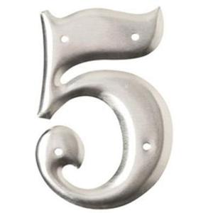 Aluminum Embossed Number and Letter Labels - 5, Silver, 3"