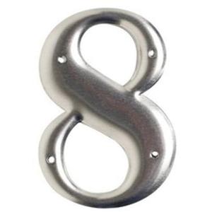 Aluminum Embossed Number and Letter Labels - 8, Silver, 3"