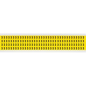 Repositionable Individual Number and Letter Labels - 3, Black on Yellow, 1/4", 144