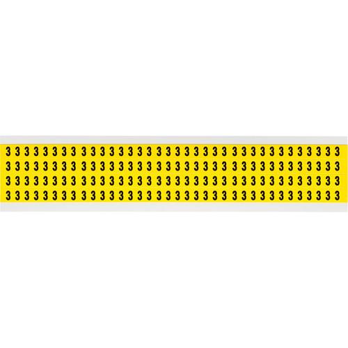 Repositionable Individual Number and Letter Labels - 3, Black on Yellow, 1/4", 144