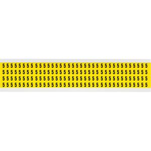 Repositionable Individual Number and Letter Labels - 5, Black on Yellow, 1/4", 144